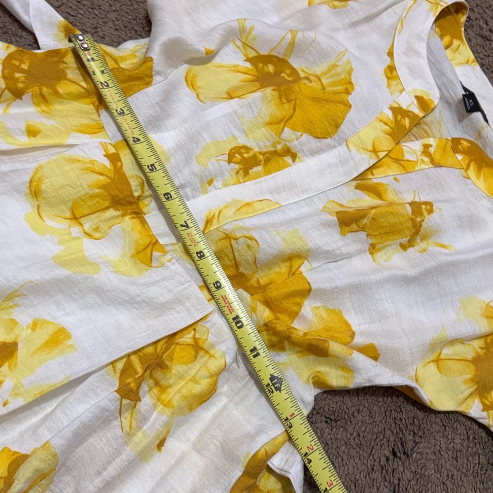 Simply Vera | Vera Wang-Rayon Blend Dress-Popover-Pockets-Ties-Yellow/White-XS - Picture 12 of 16